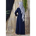 Asymmetrical abaya with overlapped panel- Navy Blue